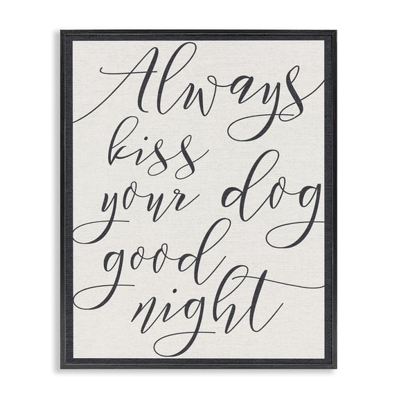 Stupell Industries Shabby Chic Always Kiss Your Dog Goodnight Tan Black Framed Giclee Art, 16 x 20, by Lil' Rue