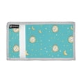 thumbnail image 2 of JIALIOU Nylon Trifold Card Wallet with ID Window Zipper Pocket for Men Women Teen Clock Moon Star, 2 of 7