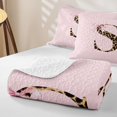 thumbnail image 4 of meiyoeat Chic Leopard Initial S Twin Quilt Set,Coquette Bow Print Monogram Design Twin Coverlet Set For Girl,2pcs, 4 of 7