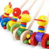 Colorful Wooden Kids Developmental Toy Animal Pattern Baby Push Along Walker Toy