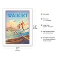 thumbnail image 2 of Surfride Waikiki - Surfriders Hawaii - Diamond Head Crater - Vintage Hawaiian Travel Poster by Kerne Erickson - Bamboo Fine Art 290gsm Paper (Unframed) 17x22in, 2 of 4