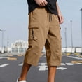 thumbnail image 4 of Elvqul Pants for Men Elastic Waisted Trouser Summer Pockets Pull-On Casual Drawstring Mens Bottom Plain, 4 of 9
