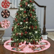 Xuniizn Christmas Tree Skirt Pink Polyester Tree Skirts for Xmas Decor, Party Festive Merry Christmas Decorations for Home