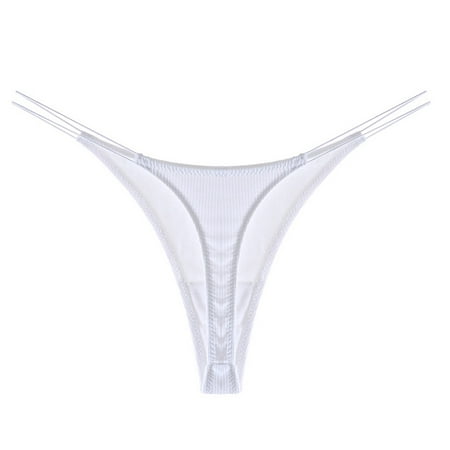 

EHTMSAK Women s Low Rise T-Back Panties Stretch G-String Thongs Underwear Sexy Tangas White L