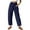 Dark Blue, variant on Hvyesh Cotton Linen Pants for Women Elastic Waist Casual Pants Solid Color Jogger Pants Summer Cozy Beach Pants with Pockets