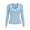 Light Blue, variant on Utoimkio Women's Slim Ribbed Long Sleeve Undershirts Contrast Trim V Neck Basic Pullover Tee Tops for Daily Matching Size S-XXL