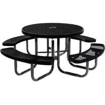 Coated Outdoor Furniture Black Commercial Grade Picnic Table, Expanded Metal (46" Round Top)