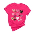 thumbnail image 2 of Njagoc3 Womens Pink Heart-Print Womens Short Sleeve T-Shirt - Graphic, Multi-Color, Casual & Valentine's, 2 of 6