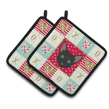 

Carolines Treasures CK5155PTHD Russian White Black Cat Love Pair of Pot Holders 7.5HX7.5W multicolor