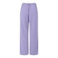 thumbnail image 5 of vigerkar Womens Casual Wide Leg Pants High Waisted Button Decor Loose Straight Long Trousers Dressy Palazzo Pant with Pockets Purple, XL, 5 of 6