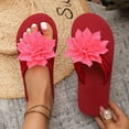 thumbnail image 4 of 2026 Women's 3D Floral Sandals Dressy Flatform Thongs Flip Flops Summer Beach Vacation Fashion Casual Flip Flops Elegant Flower Slippers (Male,Watermelon Red), 4 of 8