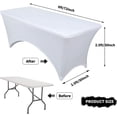 thumbnail image 2 of YMHPRIDE 6ft Polyester Fitted Rectangular Tablecloth Stretchable Elastic Spandex Table Cover White Tight Fitted Table Cover Wedding Party Patio Cocktail Bar Craft Exhibitions Washable Table Cover, 2 of 7