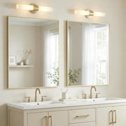 30x36 Gold Bathroom Mirror for Wall, Metal Framed Vanity Mirror, Large Rectangular Mirror Over Sink, Mid-Century Modern Decor, Flush Mount