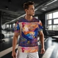 thumbnail image 3 of Wukai Rooster Oil Painting Print Men's Short-Sleeved Mesh T-Shirt,Quick-Dry Short Sleeve Workout T-Shirt-6X-Large, 3 of 8