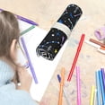 thumbnail image 5 of Night Sky Print Roll Up Canvas Colored Pencil Storage Case 12/24/36/48/72 Slots Portable Art Pen Organizer For Sketch & Adult Coloring, 5 of 9