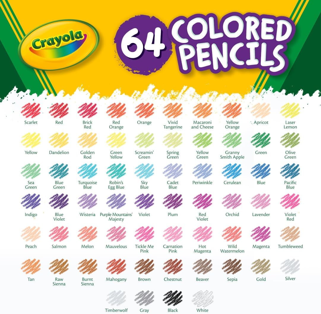 Crayola® Short Colored Pencils, 64ct – Pre-Sharpened, Vibrant Colors for Kids & Crafts