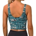 thumbnail image 3 of Bixox Women's Modern Excavator Pattern Fitness Navel Tank Top U-Back Yoga Tank Top Sweatshirt Sports Bra, 3 of 7