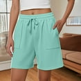 thumbnail image 2 of Yubnlvae High Waist Tie Shorts - Women's Summer Casual Drawstring Shorts with Pockets, Comfortable Loose Fit Bermuda Length (Green 1 | S), 2 of 6