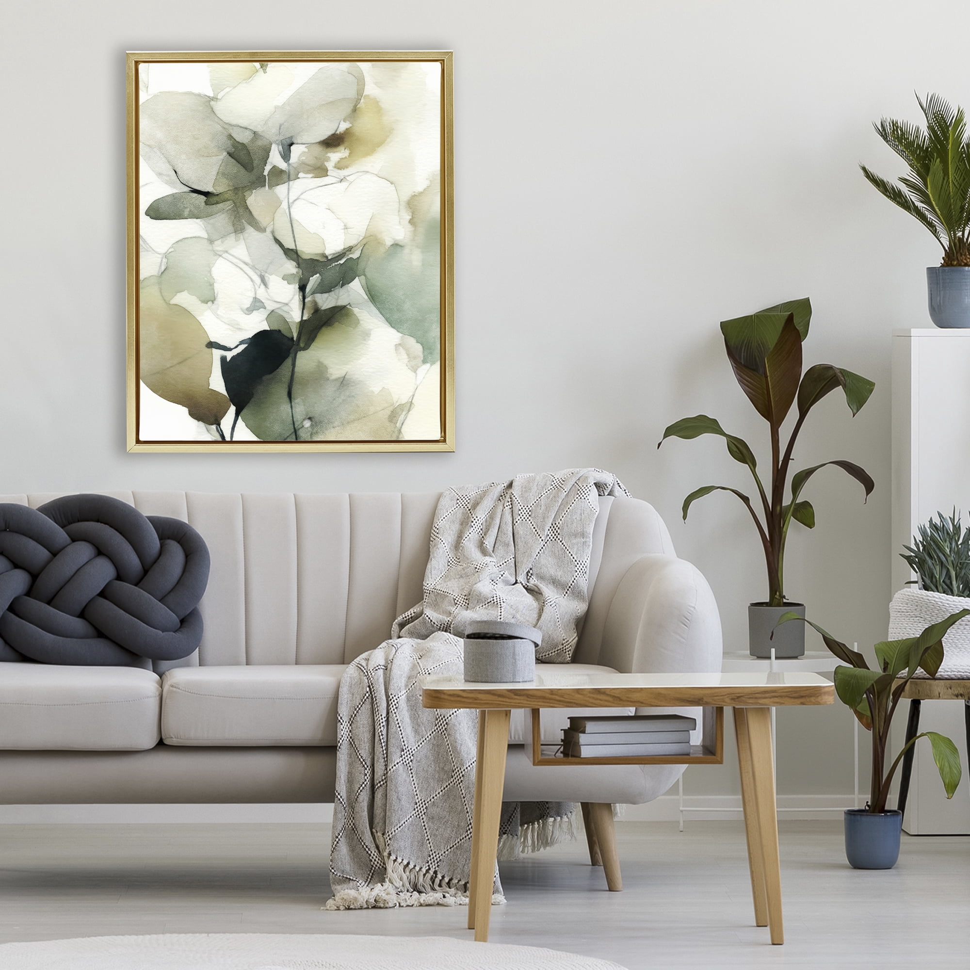 Stupell Industries Floral Branches in Motion Gold Framed Floater Canvas Wall Art, design by Svetlana Aleynikova