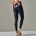 thumbnail image 6 of Tosmy Leggings For Women Pocket Pu Leather Pants Waist Compression Body Sculpting High Waist Yoga Pants Classic, 6 of 6