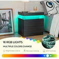 thumbnail image 6 of YSNW LED Nightstand Black Modern Night Stand with 2 Drawers LED Bedside Tables for Bedroom End Tables with LED Strip Lights(Black Woodgrain), 6 of 14