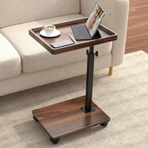 C-shaped folding side table, ideal for small spaces; can be easily slid under a sofa or bed