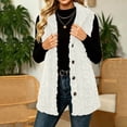 thumbnail image 6 of cocolona Textured Fuzzy Fleece Vest for Women Sleeveless Button Down Cable Knit Cardigan Solid Color Casual Sweater Vest, 6 of 7