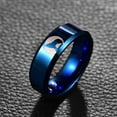 thumbnail image 4 of Men’s 8mm Polished Plating Blue Tungsten Steel Ring Laser Wolf Pattern, 4 of 5