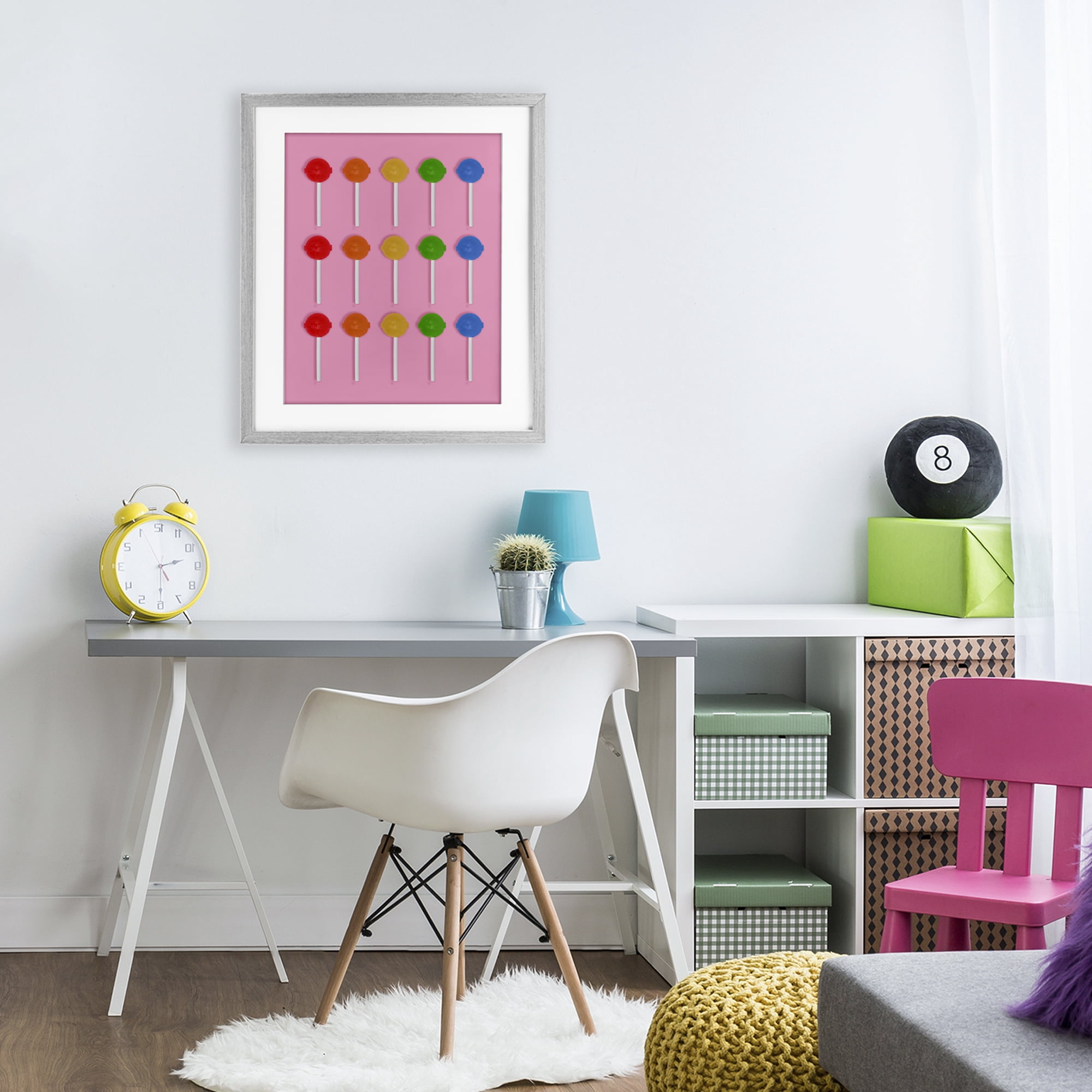 Stupell Industries Colorful Lollipop Grid Gray Framed Print Under Glass, design by LISH Creative