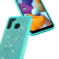 thumbnail image 3 of Value Pack + for Samsung Galaxy A21 with Tempered Glass Glitter Hard Case Hybrid Cell Phone Case Glitter Shock proof Edge Slim Bumper Scratch Cover (Teal), 3 of 4