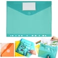 thumbnail image 2 of 11-Hole Colorful Velcro Expanding File Pockets with Label Slot & Snap Button, Waterproof Plastic Document Envelopes, Durable Letter Size File Pouches for Office Paper Storage,Green, 2 of 9
