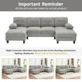 thumbnail image 3 of Villeston U-shaped Sectional Sofa 103.5" Chenille Fabric Couch with Dual Chaise Lounges, Storage Pockets and Armrest Pillows for Living Room,Gray, 3 of 8