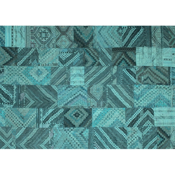 Ahgly Company Indoor Rectangle Abstract Light Blue Contemporary Area Rugs, 2' x 5'