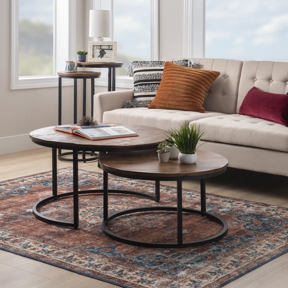 Darden Bohemian Nesting Coffee Tables, Set of 2, Black/Brown
