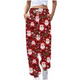 thumbnail image 2 of Tejiojio Christmas Clearance Women's Casual Trousers Printing Drawstring Pants Waist Long Pants Sweatpants With Pocket, 2 of 7