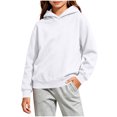 thumbnail image 3 of Kids Pullover Hoodie Solid Color Long Sleeve No Drawstring Relaxed Fit Casual Sweatshirt for Boys Girls (Ages 2-14 Years) School Daily Wear, 3 of 10