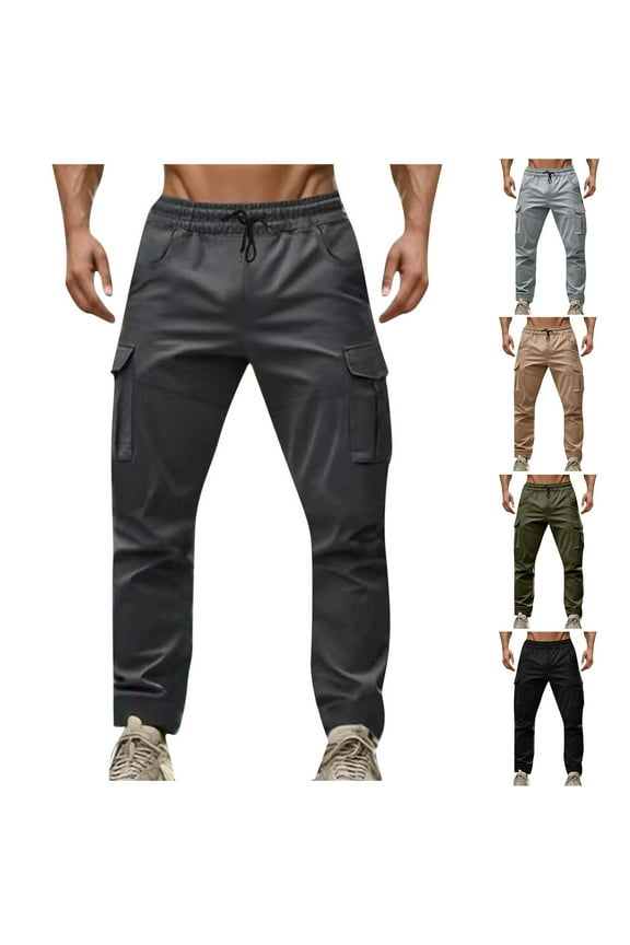 Men's Cargo Pants Relaxed Fit Outdoor Athletic Trousers Work Pants Drawstring Jogger Baggy Cargo Pant with Multi Pockets S-3XL