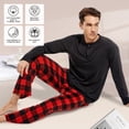 thumbnail image 6 of DG Hill Men’s Pajama Set, 2-Piece Henley Sleepwear with Fleece Pants & Pockets, 6 of 8