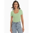 thumbnail image 2 of Women's T Shirts Short Sleeve Scoop Neck Basic Going Out Tops Fashion Slim Fit Tee, 2 of 6