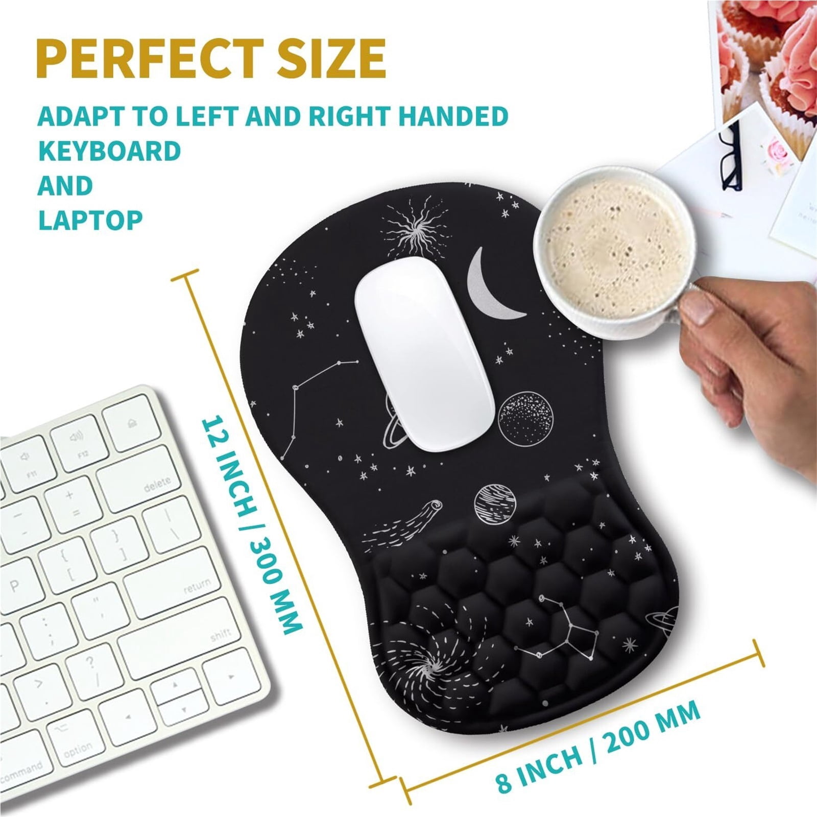 NexTone Ergonomic Mouse Pad Wrist Support, Wrist Rest Mousepad for Carpal Tunnel Pain Relief with Integrated Memory Foam Slope Massage Bulge (11.8x7.9 inch,Pink Fluid