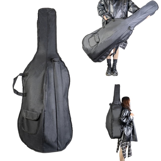 Bolsa de transporte para violonchelo 1/8, diseño resistente en nylon negro con asas laterales y correa ajustable. Ideal para proteger y transportar tu instrumento con comodidad y estilo.