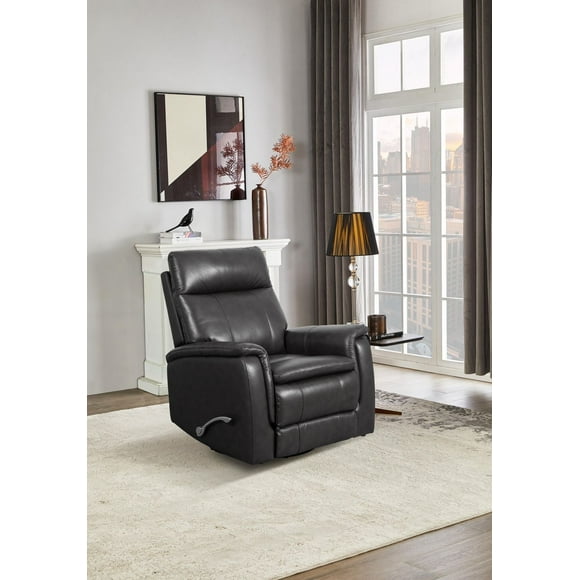 K-Living Zara Madrid Leather Swivel Glider Recliner Chair in Granite Color
