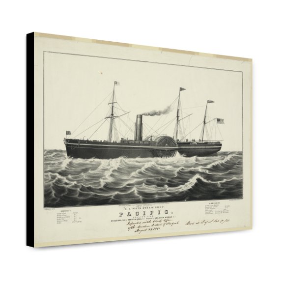 Canvas Print: U.S. Mail Steam Ship Pacific: Collins Line, Builders, Hull By Brown