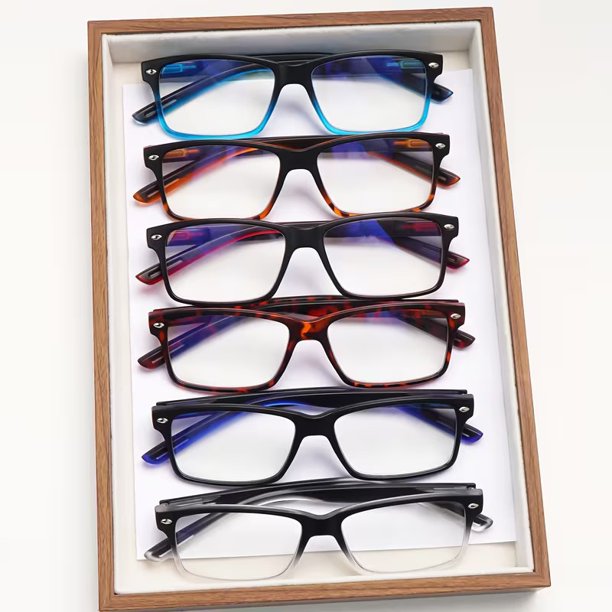 6 pares de gafas de lectura con bloqueo de luz azul for hombres y mujeres, gafas de ordenador con bisagra de resorte y marco ligero, elegantes lectores antifatiga ocular for uso diario