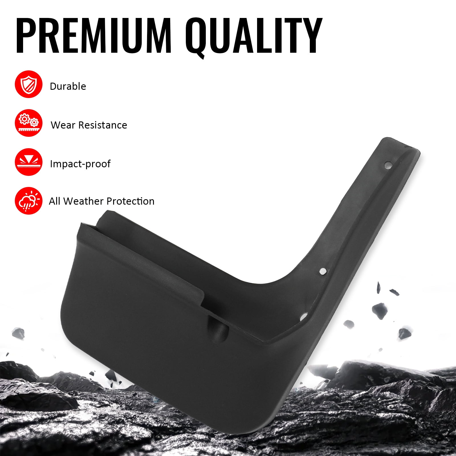 Ikon Motorsports 4PCS Front Rear Mud Flaps Wheel Arch Splash Guards MudFlaps For 2011-2013 Toyota Highlander, Black PP Polypropylene PT908-48111