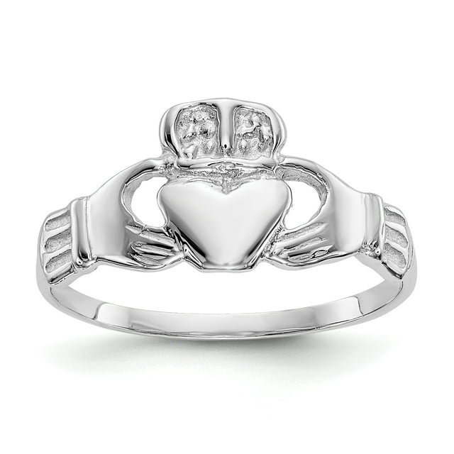 14k White Gold Claddagh Ring Celtic