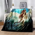 thumbnail image 1 of Manta de fantasía mítica supersuave, ropa de cama de viaje, sofá, cama, regalo de cumpleaños, Angel Warrior, 1 of 4