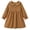 A1018-Brown, variant on HILEELANG Toddler Girls 100% Cotton Long Sleeve Dress, Ruffle Peter Pan Collar Button Front Casual Dress, Burgundy Red, 4Y