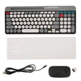 thumbnail image 2 of Wireless Keyboard Mouse Set, Retro Style Comfortable Multiple Compatibility Wireless  Keyboard Mouse Set Rechargeable  for Home Black,White, 2 of 7