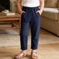 thumbnail image 2 of Miluxas Boys' Soft Cotton Casual Pants - Elastic Waist Loose Fit Trousers, Comfortable Pull-On Pants for Play & Everyday Wear Navy 3 Years, 2 of 9